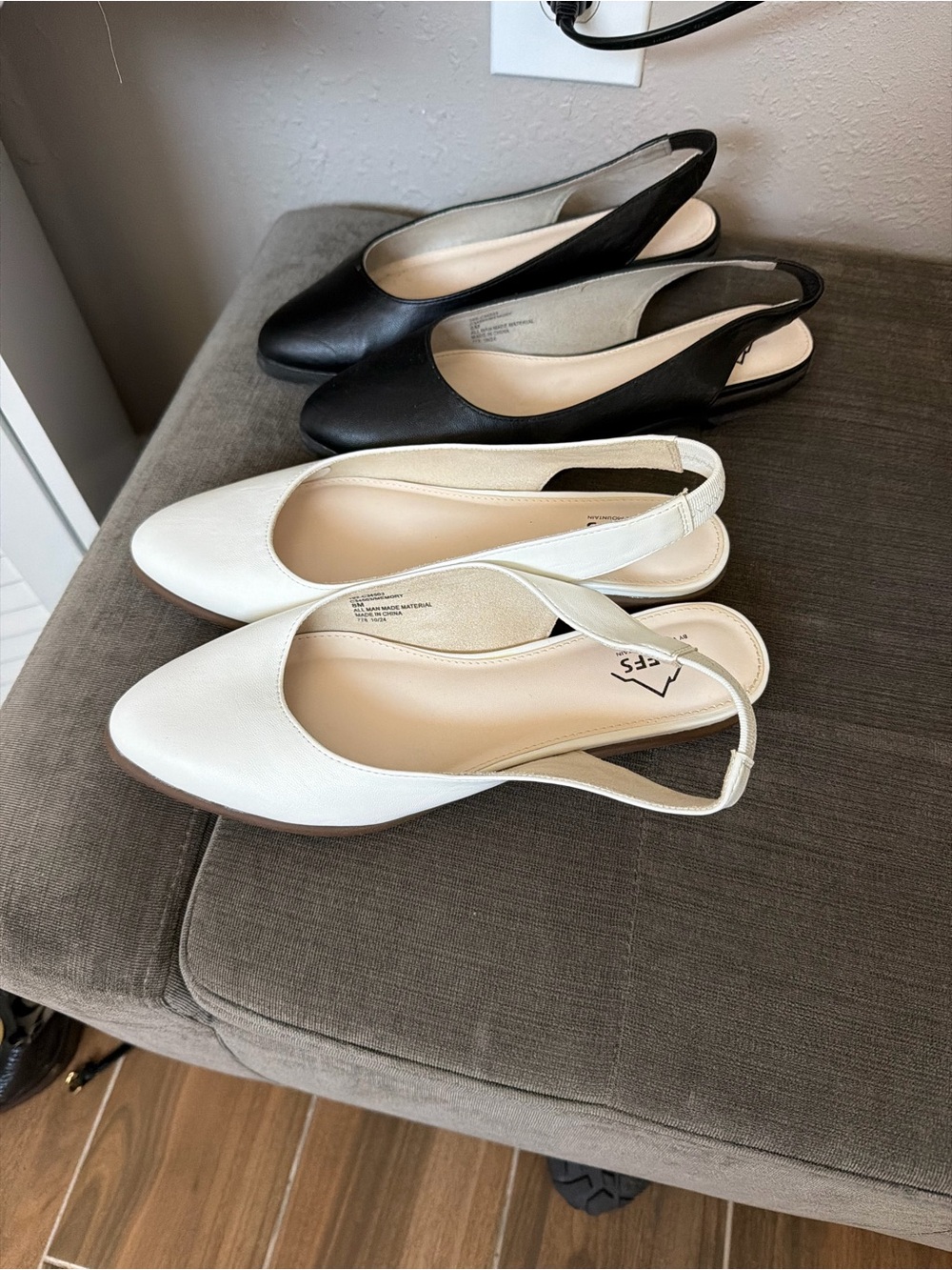 Cliffs by WHITE MOUNTAIN Two-Tone Pointed Slingback Flats in Black and White - Picture 2 of 5